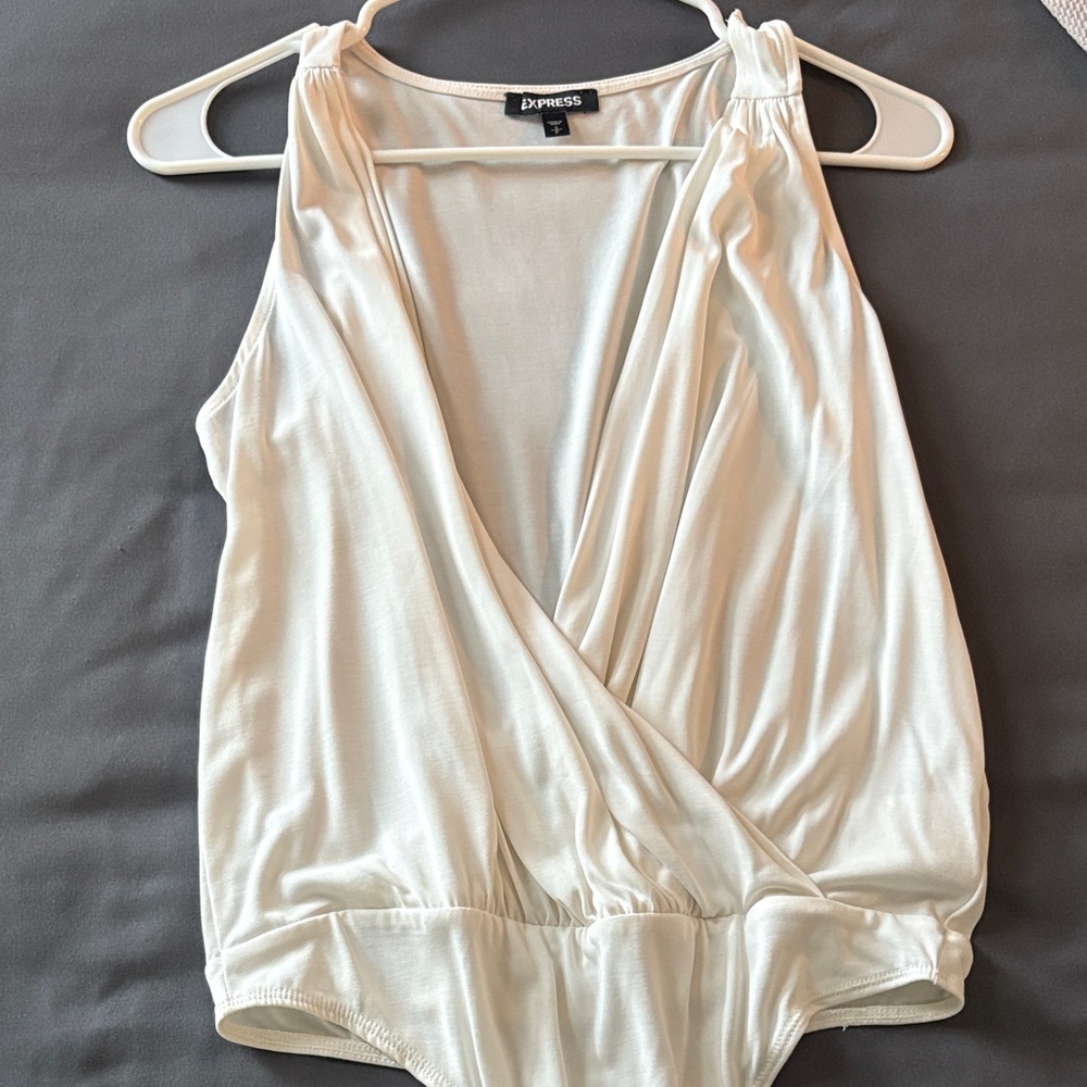 Express Cream/White Wrap Bodysuit